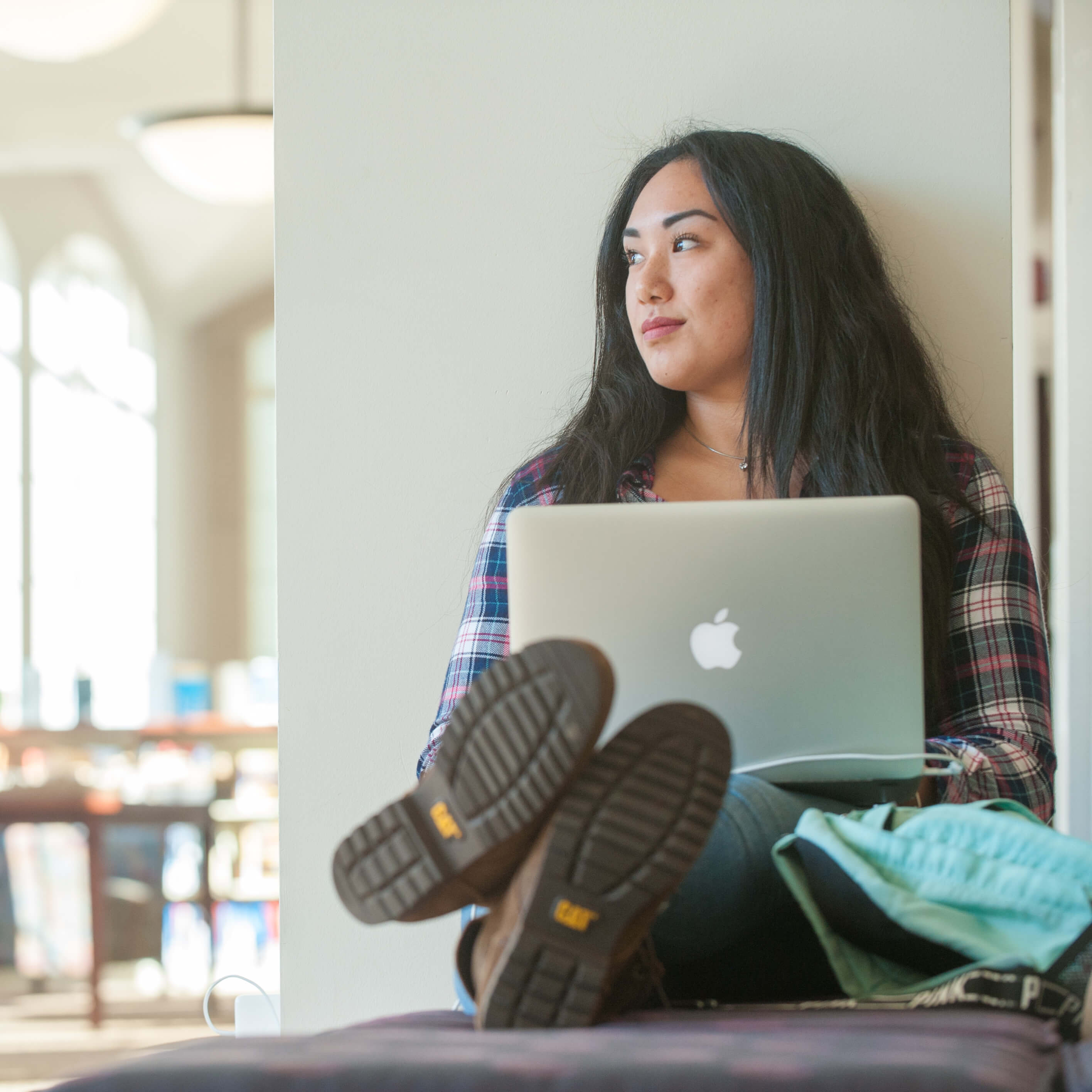 Student at a laptop