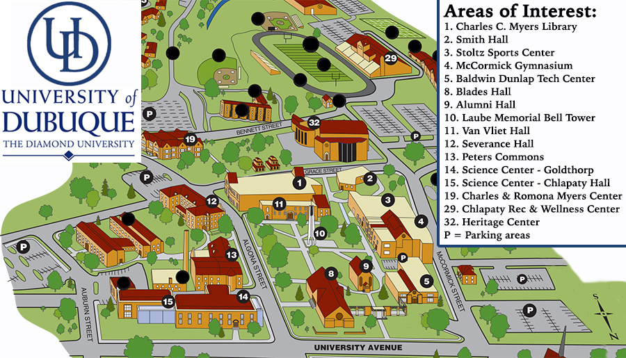 University Of Dubuque Campus Map Drop Off, Pick Up and Parking Info